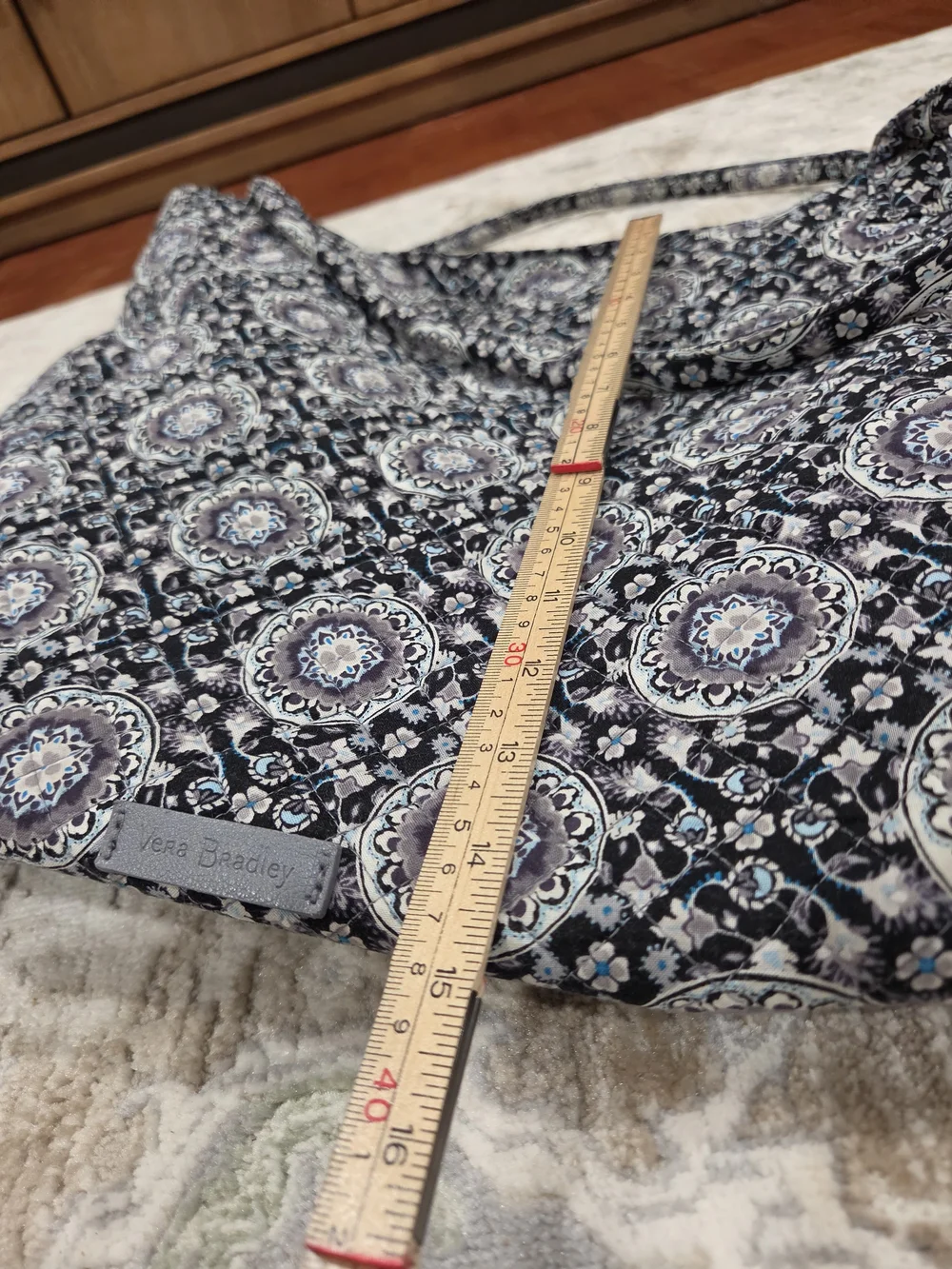 Vera Bradley Quilted Tote  Bag In Charcoal Medallion